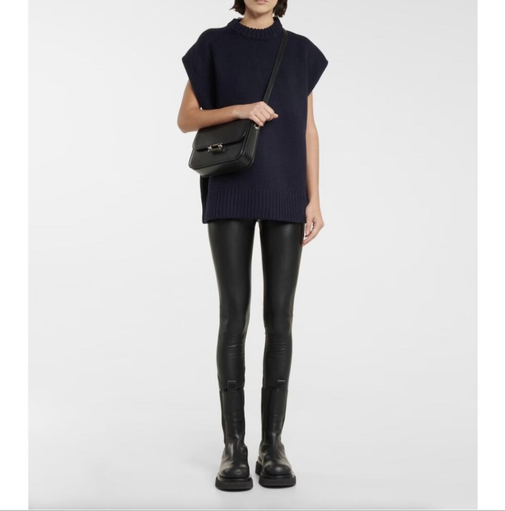WOLFORD Edie Faux Leather Leggings in Gray Size 6 - Picture 2 of 12